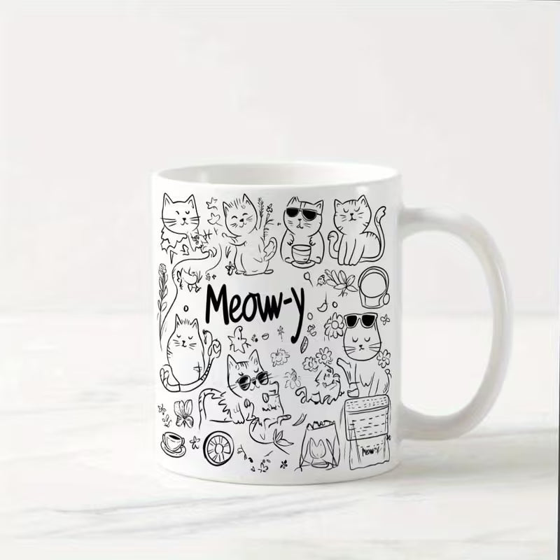 Tasse de café avec motif graffiti de chat