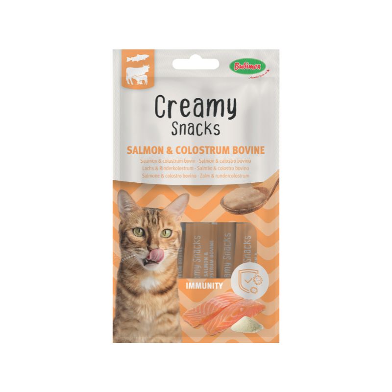 Friandises chat - creamy x4, saumon & poudre de colostrum bovin 60g