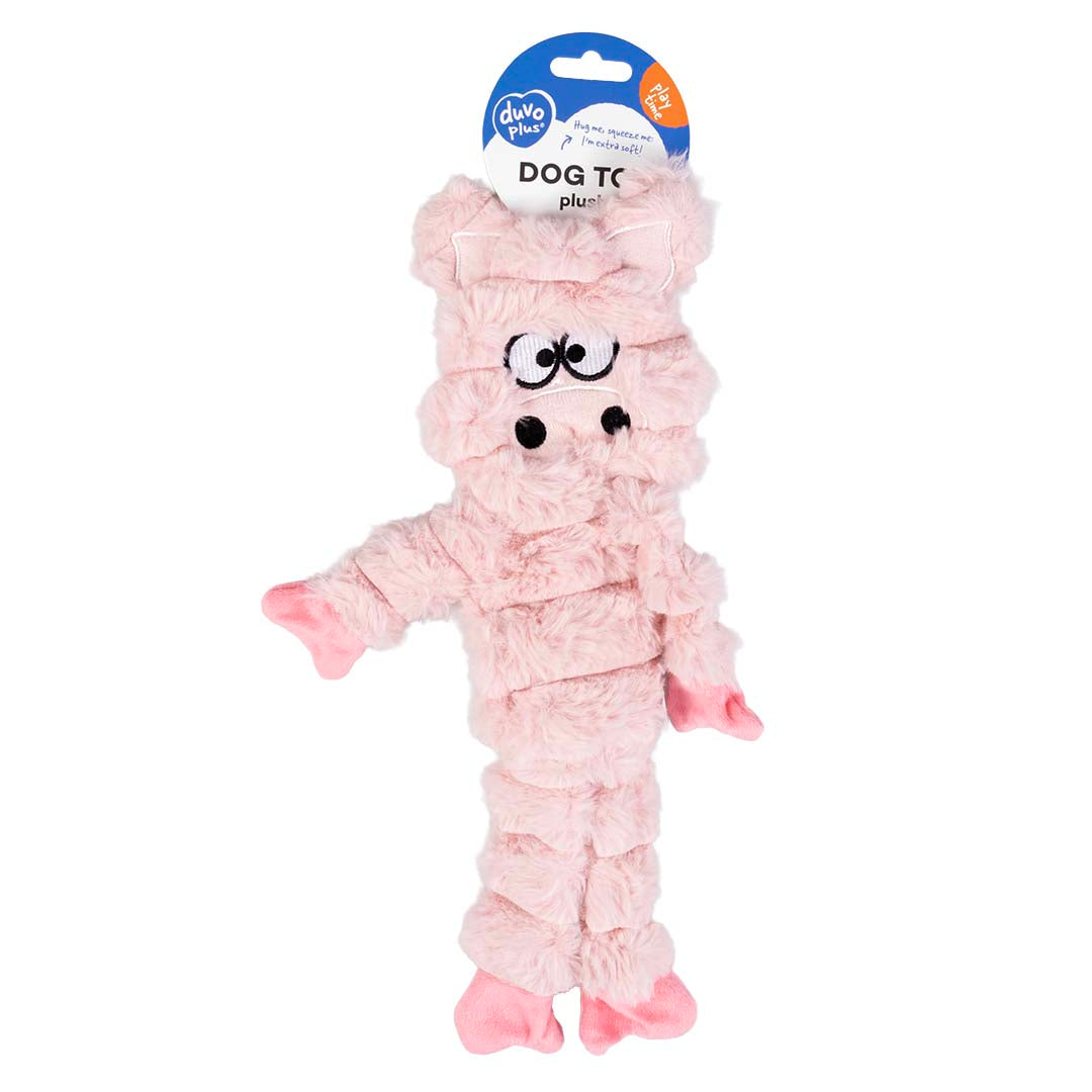 Peluche chien -  huggi cochon rose