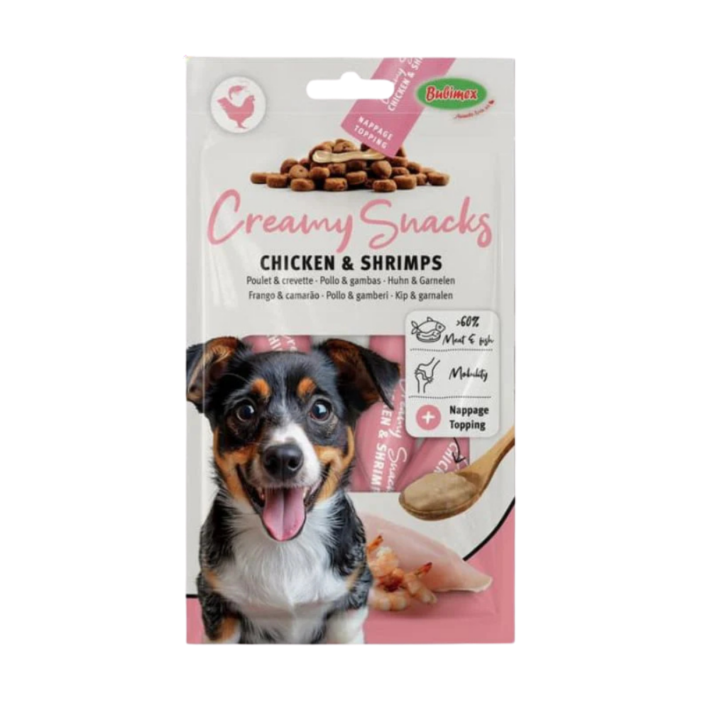 Friandises chien - creamy x4, poulet & crevettes