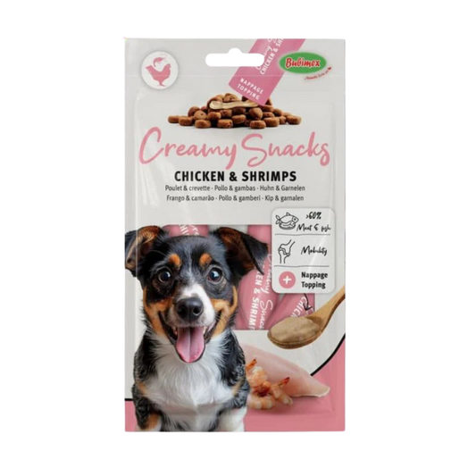 Friandises chien - creamy x4, poulet & crevettes