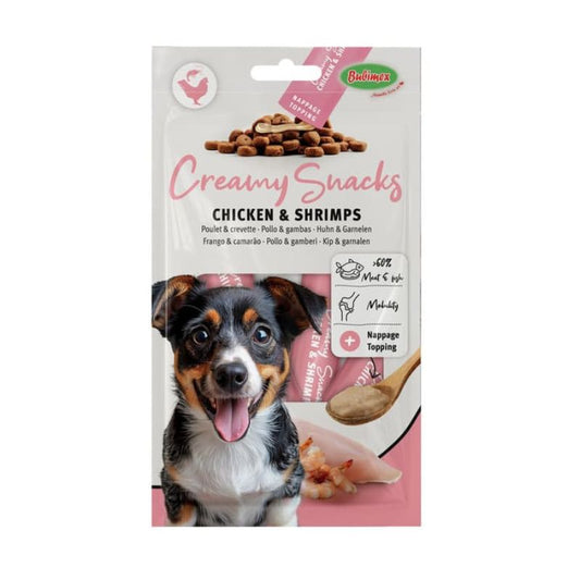 Friandises chien - creamy x4, poulet & crevettes 60g