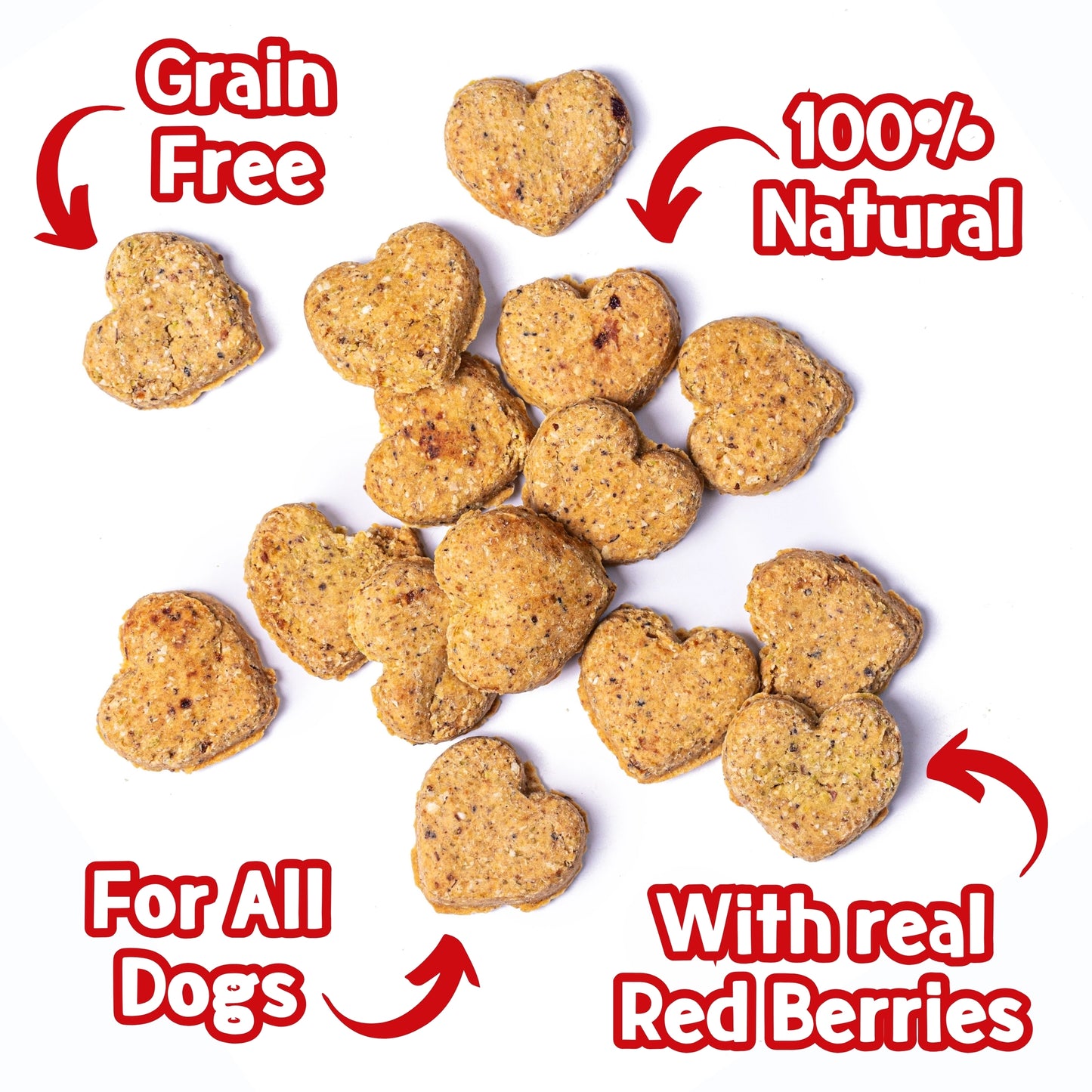 Friandises chien - love bix en forme de cœur fruits rouges 100 g