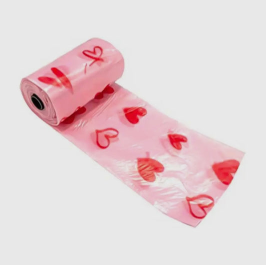 Sacs à déjections pour chiens avec motif cœur - lot de 3 rouleaux