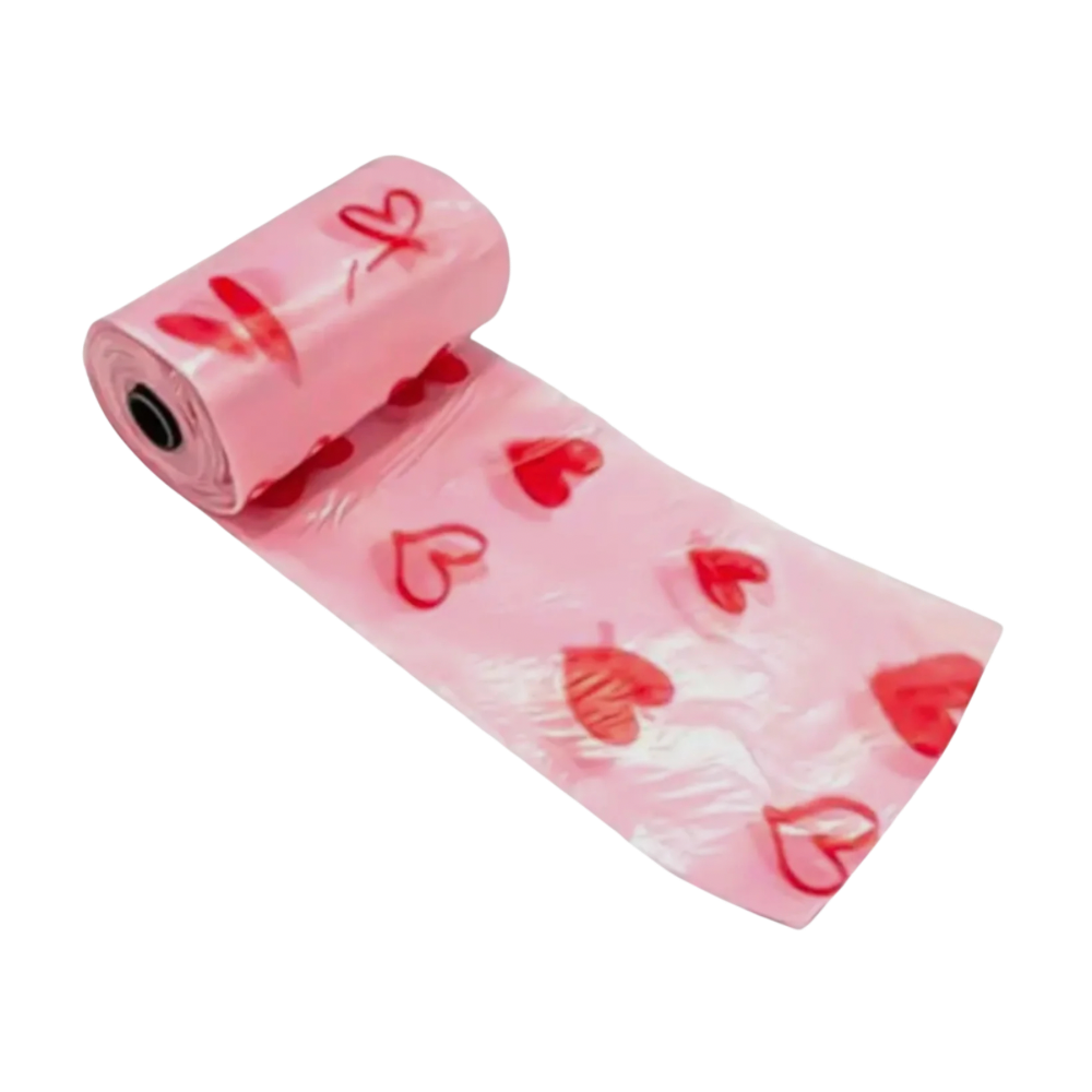 Sacs à déjections pour chiens avec motif cœur - lot de 3 rouleaux