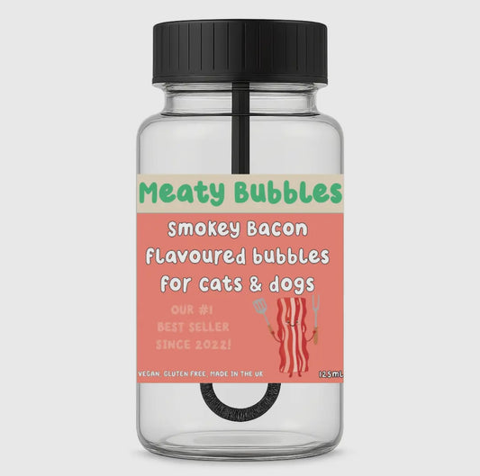 Jouet comestible chat - bulles parfum bacon fumé 125 ml