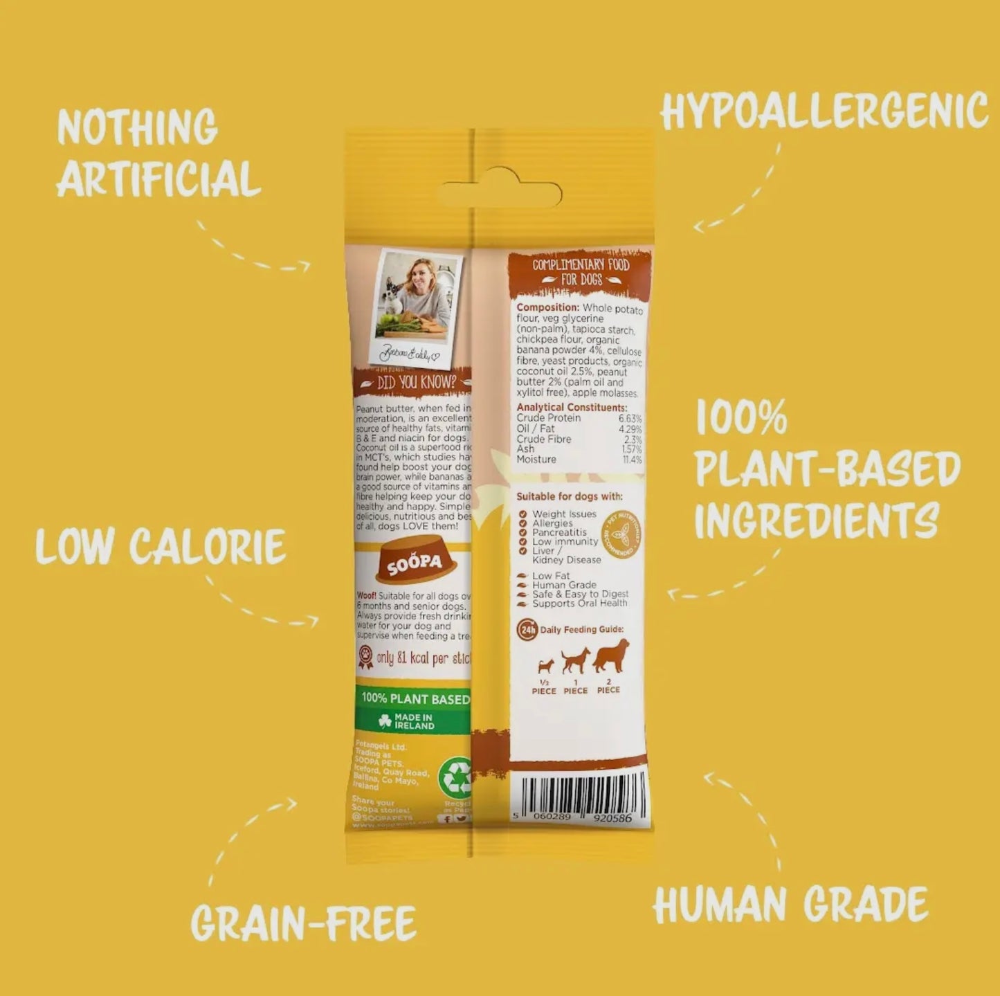 Friandises chien - bâtonnets dentaires à la banane & beurre de cacahuète