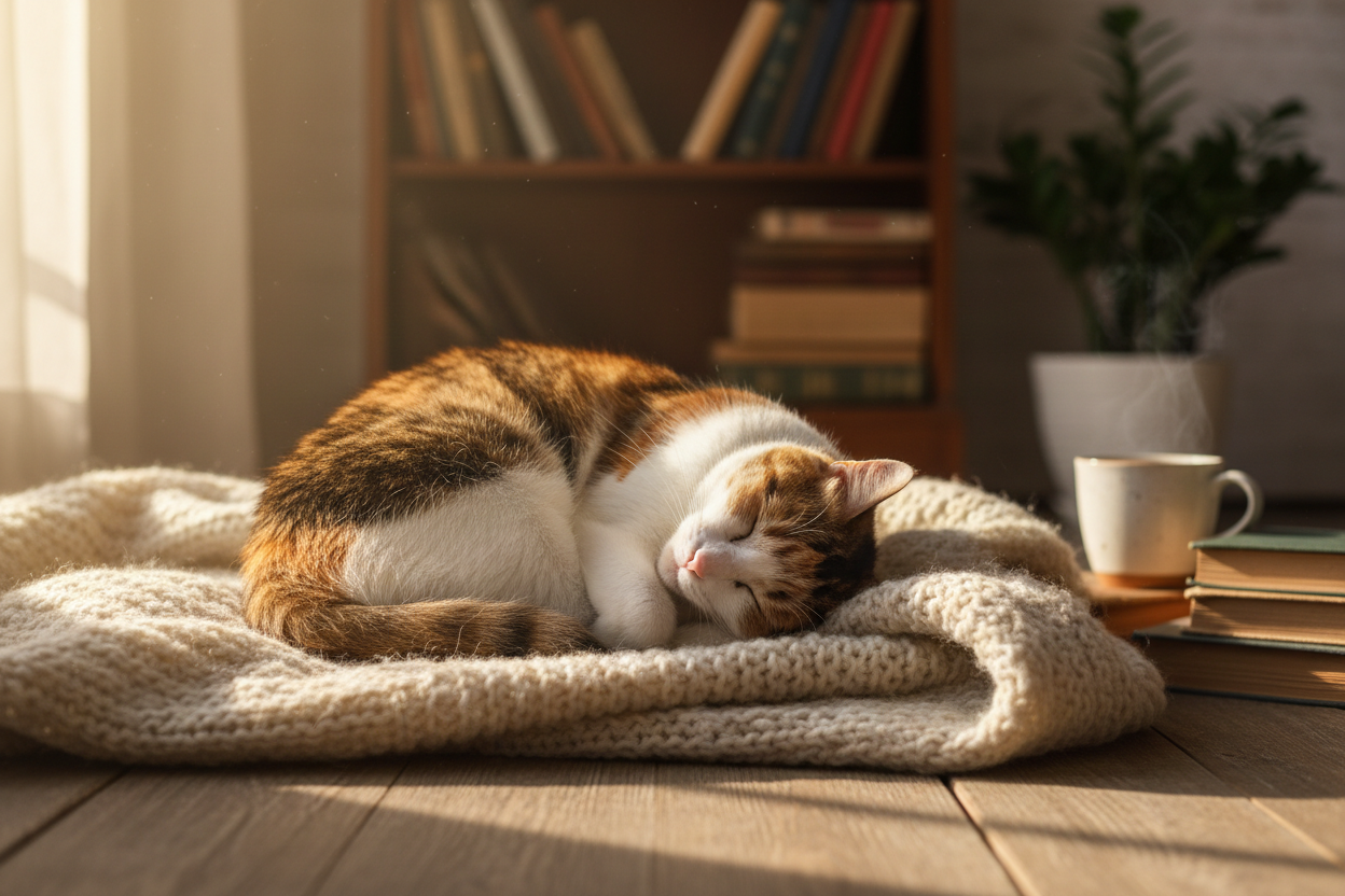 chat réaliste qui dort 