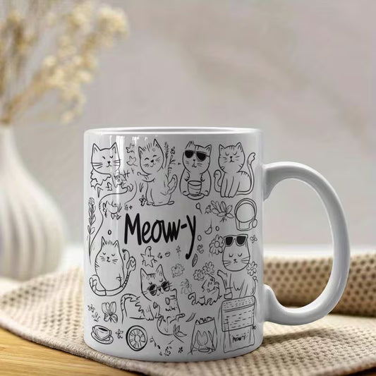 Tasse de café avec motif graffiti de chat